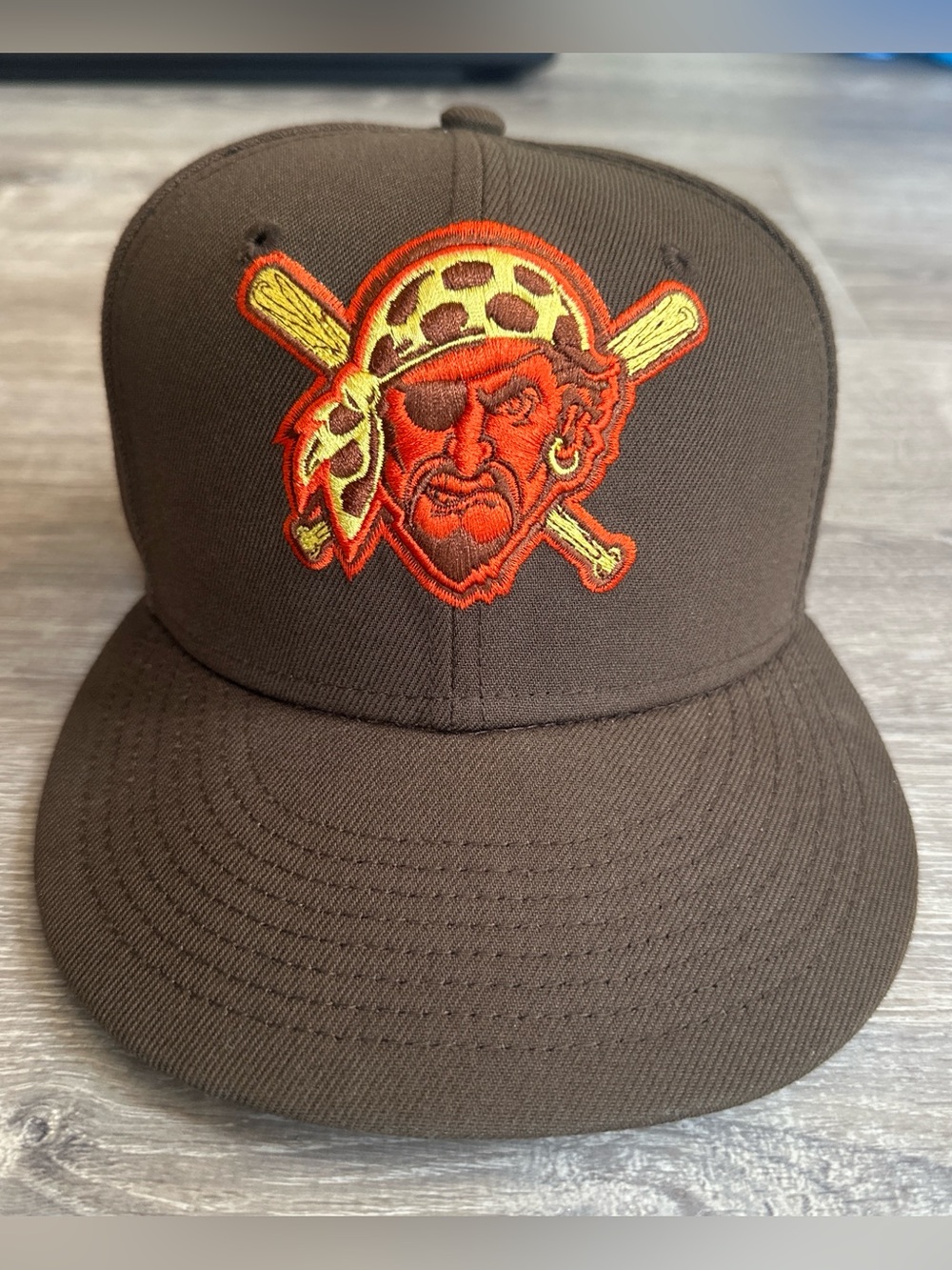 Brown Pirate Logo Fitted Hat